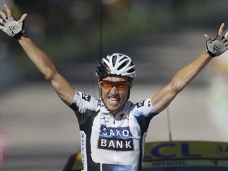 Nicki Sörensen pri víťaznej etape na Tour de France 2009.