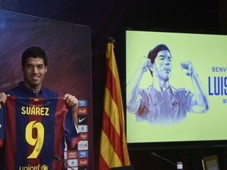 Luis Suárez na oficiálnej prezentácii.