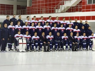 Spoločná fotka slovenského hokejového tímu.