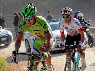 Peter Sagan v zelenom drese tímu Cannondale.