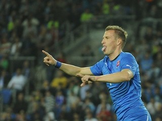 Ján Ďurica sa takto radoval z gólu počas prípravného zápasu Izrael - Slovensko.
