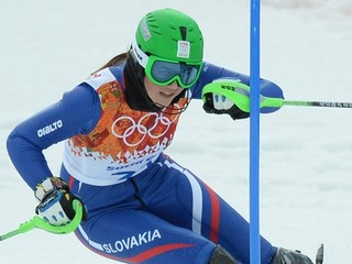 Slovenka Petra Vlhová počas prvého kola slalomu na olympiáde.