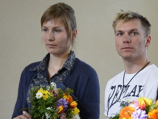 Anastasia Kuzminová a Adam Žampa počas prijatia u predsedu vlády v Bratislave.