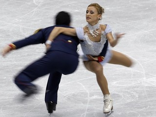 Športová dvojica Tatiana Volosožarovová a Maxim Trankov z Ruska.