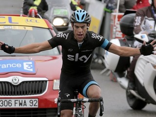 Austrálčan Richie Porte sa takto tešil 8. marca 2013 z triumfu v 5. etape cyklistických pretekov Paríž - Nice.