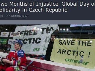 Greenpeace protestovala na zápase KHL proti Gazpromu