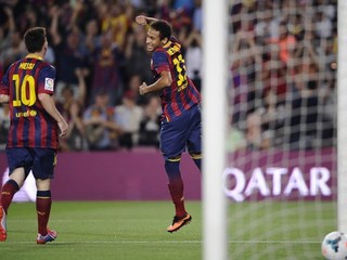 Neymar sa teší zo svojho prvého gólu v La Lige.