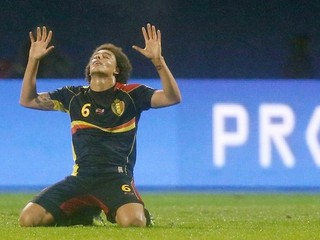 Axel Witsel oslavuje postup Belgicka na MS.