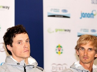 Peter Velits (vpravo) a Sylvain Chavanel.