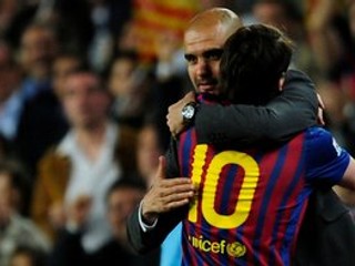 Lionel Messi s trénerom Guardiolom.