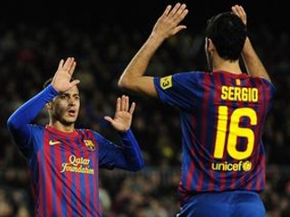 Thiago (vľavo) a Sergio počas zápasu s Hospitaletom.