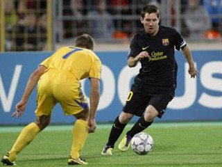Messi (vpravo) exceloval i v stredu v Lige majstrov proti Bate Borisov.