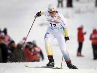 Švédka Charlotte Kallová počas pretekov v Gällivare.
