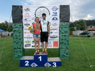 Katarína Lamiová s manželom Michalom po cyklistickom MTB maratóne v Jaklovciach.