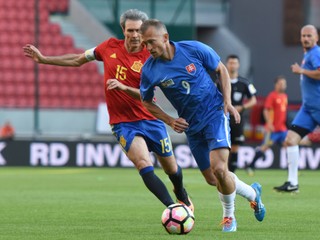 Vladimír Janočko predviedol svoje futbalové umenie aj počas minuloročného duelu slovenských a španielskych legiend nad 35 rokov v Trnave.