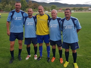 Momentka z exhibície, zľava František Hanc, Marek Lukáč, Tomáš Medveď, Jozef Štafura a Pavol Diňa.