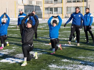 Futbalisti Lokomotívy Košice počas úvodného tréningu v roku 2019.