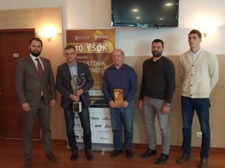 Na tlačovej konferencii Športová osobnosť Košíc sa zúčastnili zľava: M. Gibóda, B. Koniar, F. Králka, M. Šterbák a T. Hoferica.