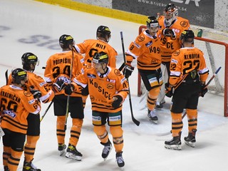 Hráči Košíc v zápase 15. kola hokejovej Tipos extraligy.