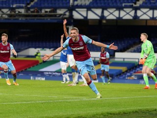 Tomáš Souček rozhoduje zápas Everton - West Ham.