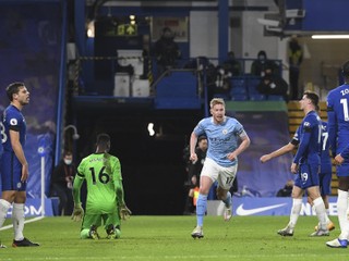 Kevin de Bruyne (Manchester City) po góle do siete Chelsea.
