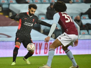 Egyptský útočník Mohamed Salah v zápase proti Aston Ville.