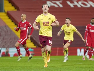 Ashley Barnes z Burnley, po tom, čo dal gól FC Liverpool.