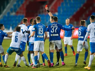 Momentka zo zápasu Baník Ostrava - Slovan Liberec.