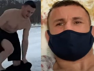 Gruzínsky bojovník skočil hlavičku do ľadu, chcel sa otužovať
