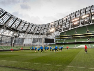 Slovenská reprezentácia na štadióne v Dubline 2016.