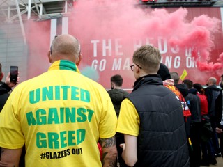 Protest fanúšikov Manchester United.