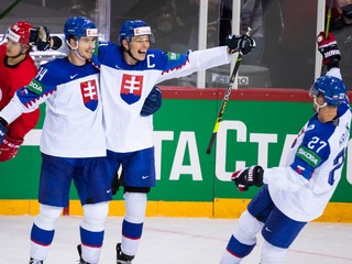 Marek Ďaloga strelil gól v zápase Slovensko - Rusko na MS v hokeji 2021.