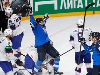 Momentka zo zápasu Fínsko - Nórsko na MS v hokeji 2021. 