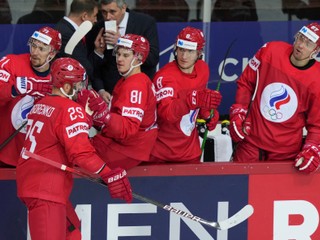 Ruský tím počas MS v hokeji 2021. 