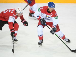 Momentka zo zápasu Česko - Švajčiarsko na MS v hokeji 2021.