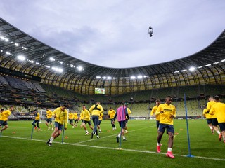 Futbalisti Villarrealu pred finále Európskej ligy UEFA.