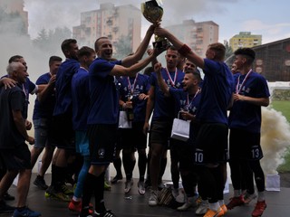 Radosť hráčov z postupu.