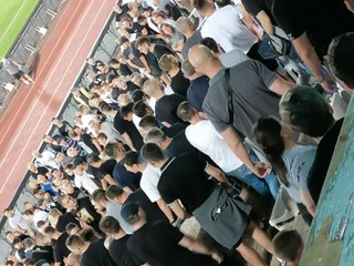 Fanúšikovia Partizanu na zápase proti DAC Dunajská Streda.