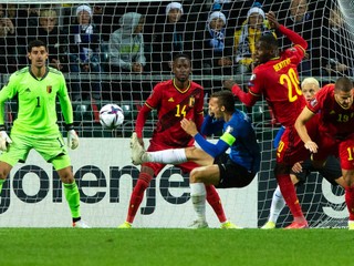 Momentka zo zápasu Estónsko - Belgicko.