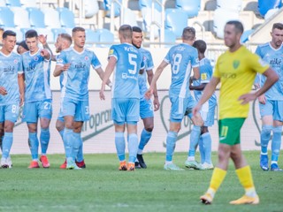 Radosť hráčov ŠK Slovan Bratislava.