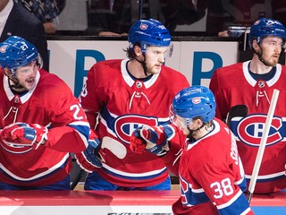 Nikita Sčerbak sa v drese Montreal Canadiens po góle.