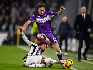 Momentka zo zápasu Juventus Turín - AC Fiorentina. 