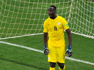 Edouard Mendy v bránke Senegalu.