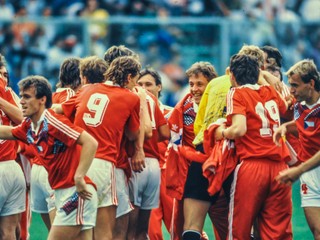 Gólová radosť v zápase ČSFR - USA na MS 1990.