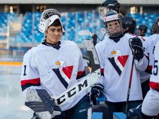 Roberto Leonardo Henriquez počas zápasu Kaufland Extraligy dorastu HC Slovan Bratislava vs HOBA Bratislava, ktorý bol súčasťou Kaufland Winter Games 2023.