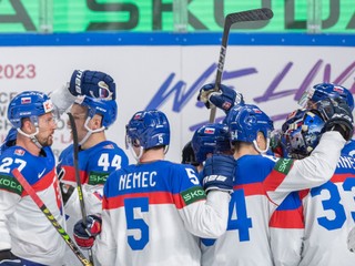 Hokejisti Slovenska po zápase Slovinsko - Slovensko na MS v hokeji 2023.