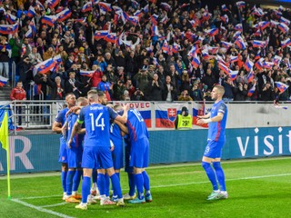 Slovenskí futbalisti v zápase proti Islandu, v ktorom rozhodli o účasti na EURO 2024.