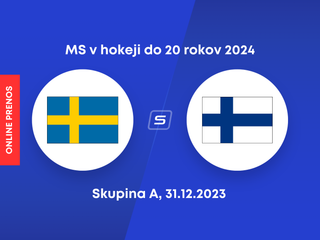 Švédsko - Fínsko: ONLINE prenos zo zápasu skupiny A na MS v hokeji do 20 rokov 2024.