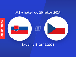 Slovensko - Česko: ONLINE prenos zo zápasu skupiny B na MS v hokeji do 20 rokov 2024 (MS U20).
