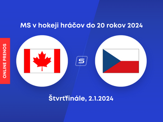 Kanada - Česko: ONLINE prenos zo štvrťfinálového zápasu na MS v hokeji do 20 rokov 2024.